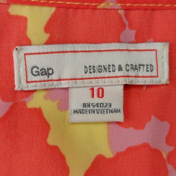 Gap Lava Orange Yellow Spotted Print Summer Dress - Size 10 - Picture 3 of 6